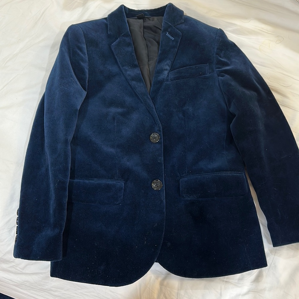 J crew crewcuts blue velvet jacket youth size 8